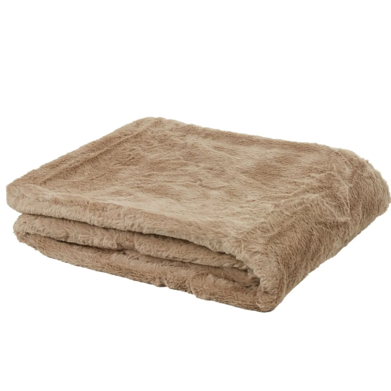 Plaid imitation fourrure uni taupe polyester 300 g/m²