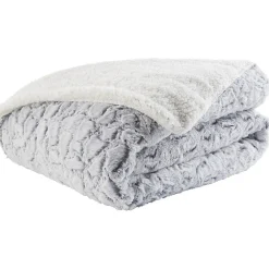 Plaid imitation fourrure décor uni