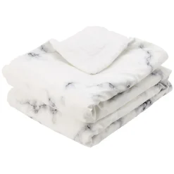 Plaid imprimé effet marbre gris et blanc