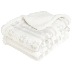 Plaid imprimé Noël cerf flocon gris blanc 120x150 cm