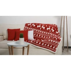 Plaid imprimé Noël rouge et blanc