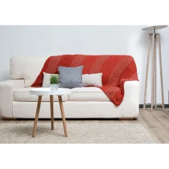 Plaid jeté de canapé surpiqué rouge
