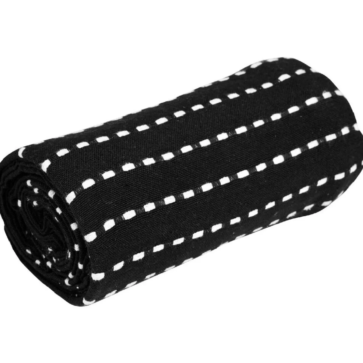 Plaid jeté de canapé surpiqué noir