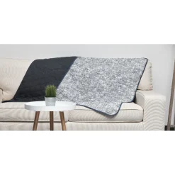 Plaid microfibre 1 place gris