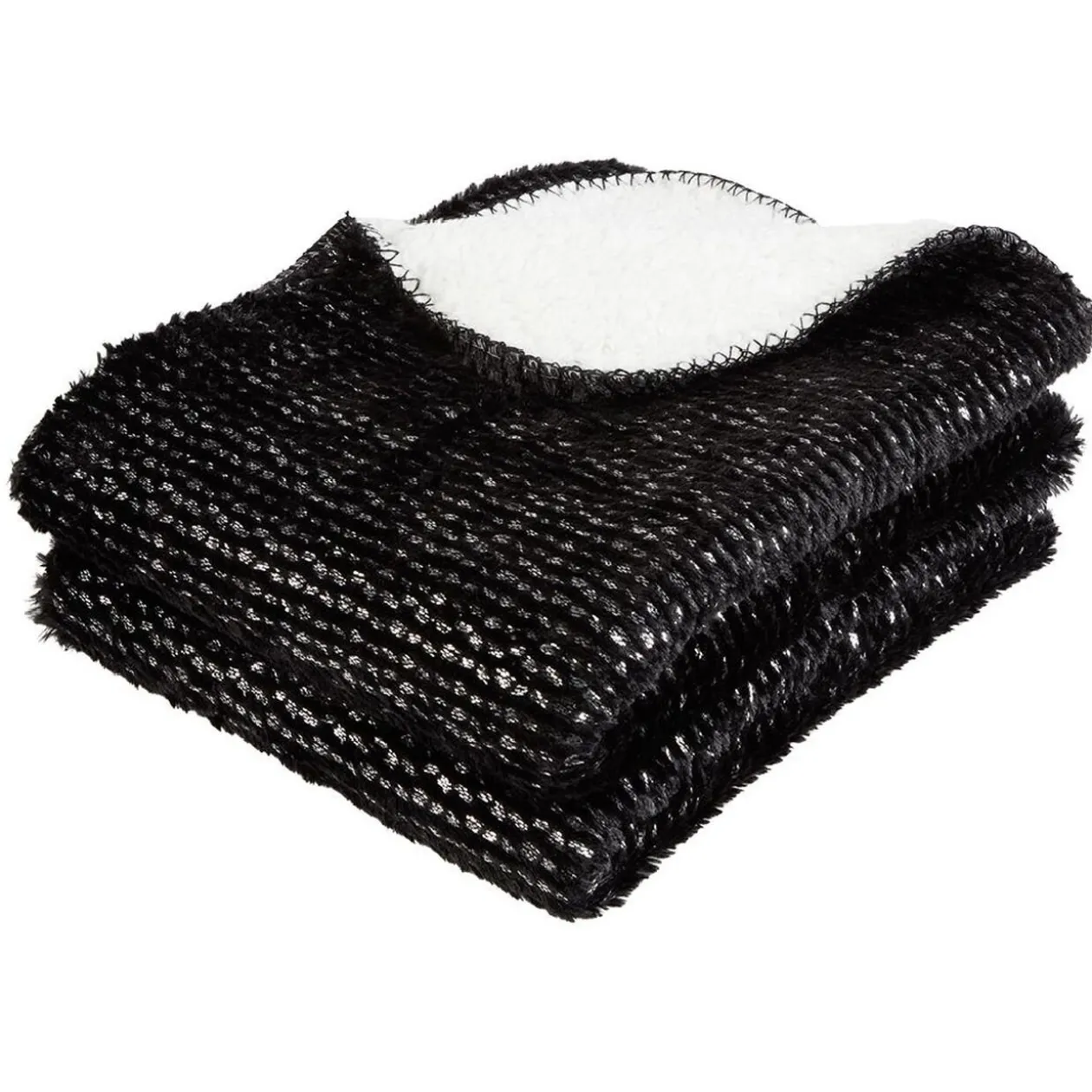 Plaid noir pailleté avec dos sherpa 130x160 cm