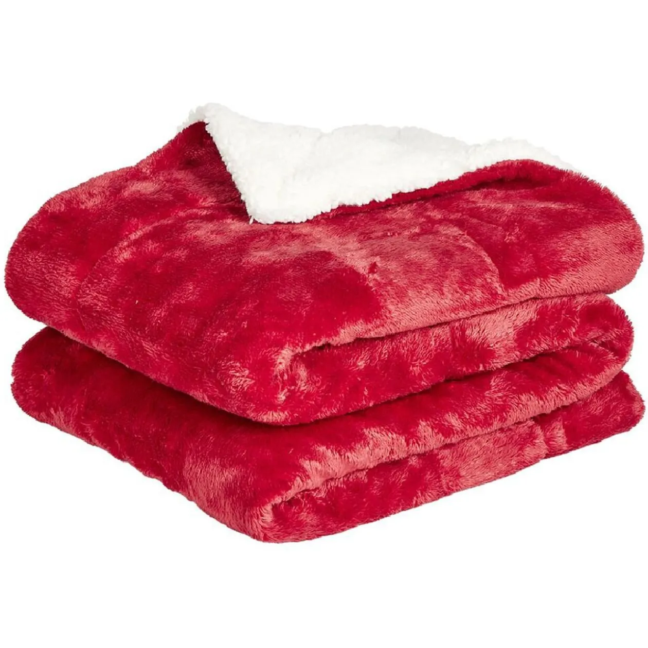 Plaid pilou pilou réversible rouge et blanc 127x152cm