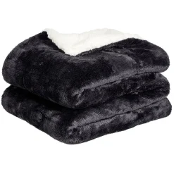 Plaid pilou pilou réversible noir et blanc 127x152cm