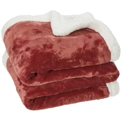 Plaid pilou terracotta avec dos sherpa 127x152 cm