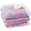 Plaid pilou violet avec dos sherpa 127x152 cm