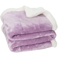 Plaid pilou violet avec dos sherpa 127x152 cm