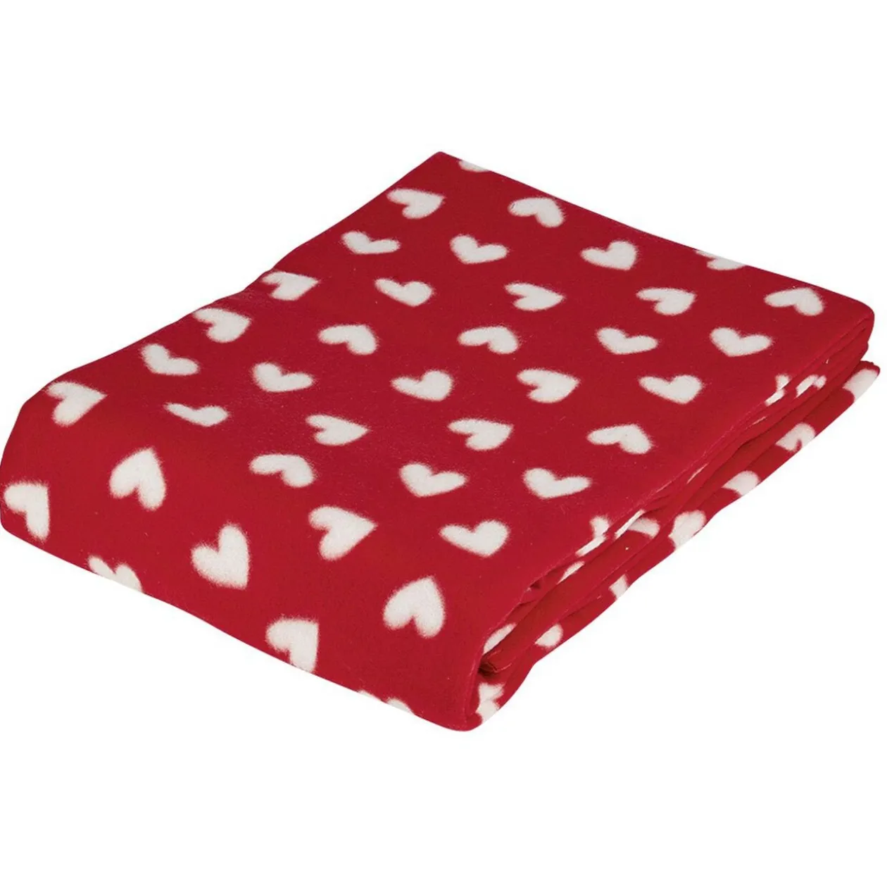 Plaid polaire à motif coeur rouge blanc