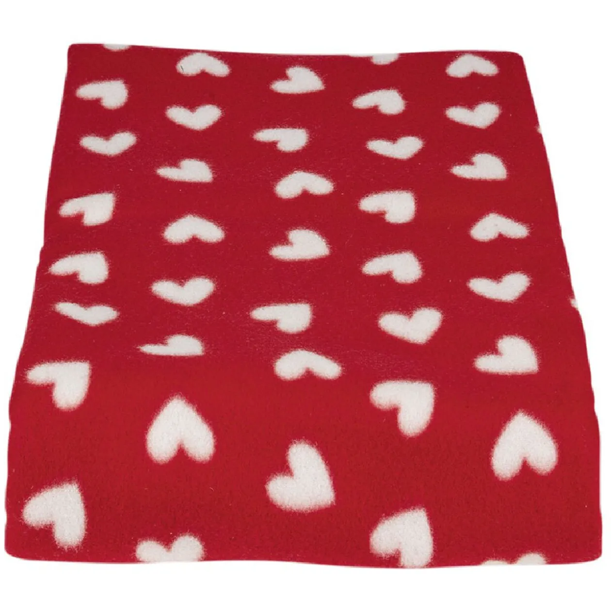 Plaid polaire à motif coeur rouge blanc
