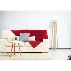 Plaid polaire fausse fourrure lie de vin