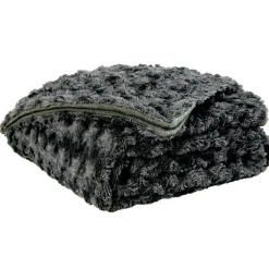 Plaid polaire imitation fourrure gris anthracite