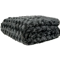 Plaid polaire imitation fourrure gris anthracite