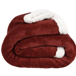 Plaid polaire réversible imitation fourrure rouge et blanc