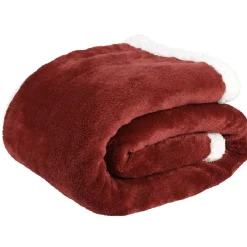 Plaid polaire réversible imitation fourrure rouge et blanc