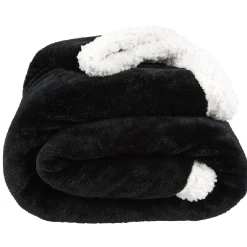 Plaid polaire réversible imitation fourrure noir et blanc