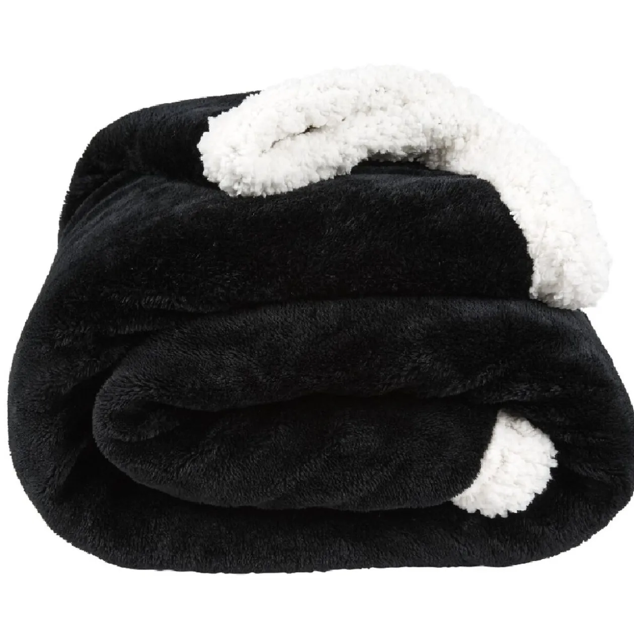 Plaid polaire réversible imitation fourrure noir et blanc