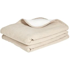 Plaid sherpa et côtelé beige 130x160cm