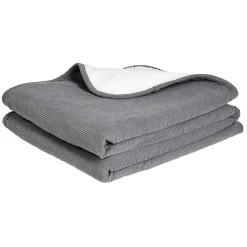 Plaid sherpa et côtelé gris 130x160cm