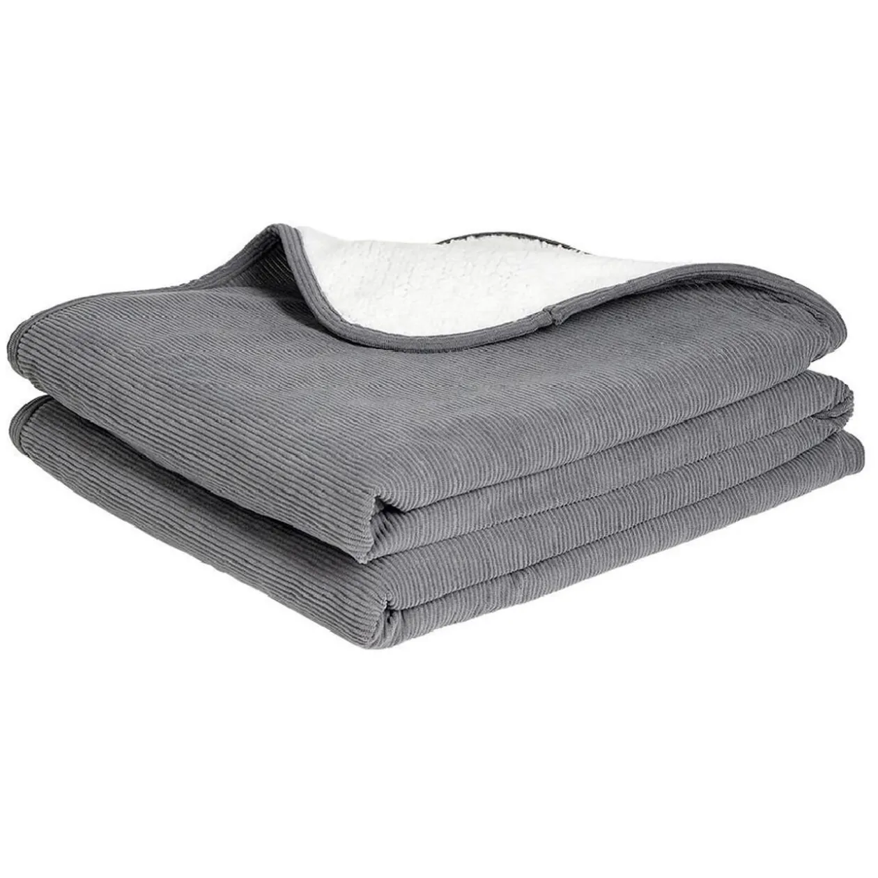 Plaid sherpa et côtelé gris 130x160cm