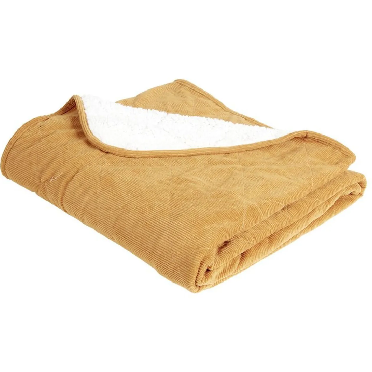 Plaid sherpa et côtelé polyester beige 130x160cm