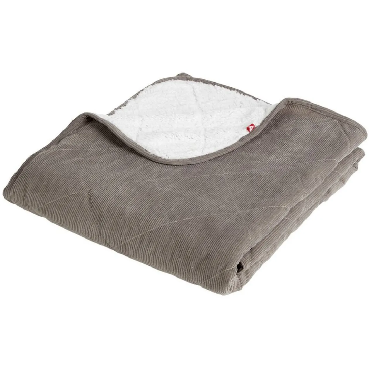 Plaid sherpa et côtelé polyester beige 130x160cm