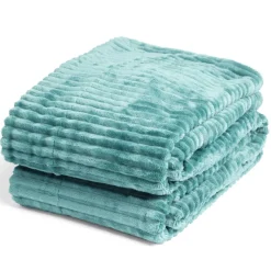 Plaid sherpa flanelle vert 130x160cm