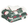 Plaid sherpa motif Père Noël rouge et vert 150x120cm