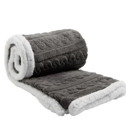 Plaid sherpa pilou pilou motif gris L130x160cm