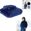 Plaid sweat a capuche enfant intérieur sherpa bleu 6/9ans