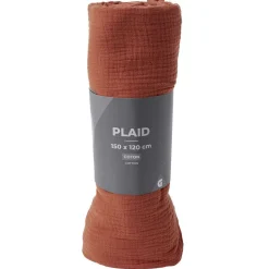 Plaid terracotta uni 100% coton 150x120cm