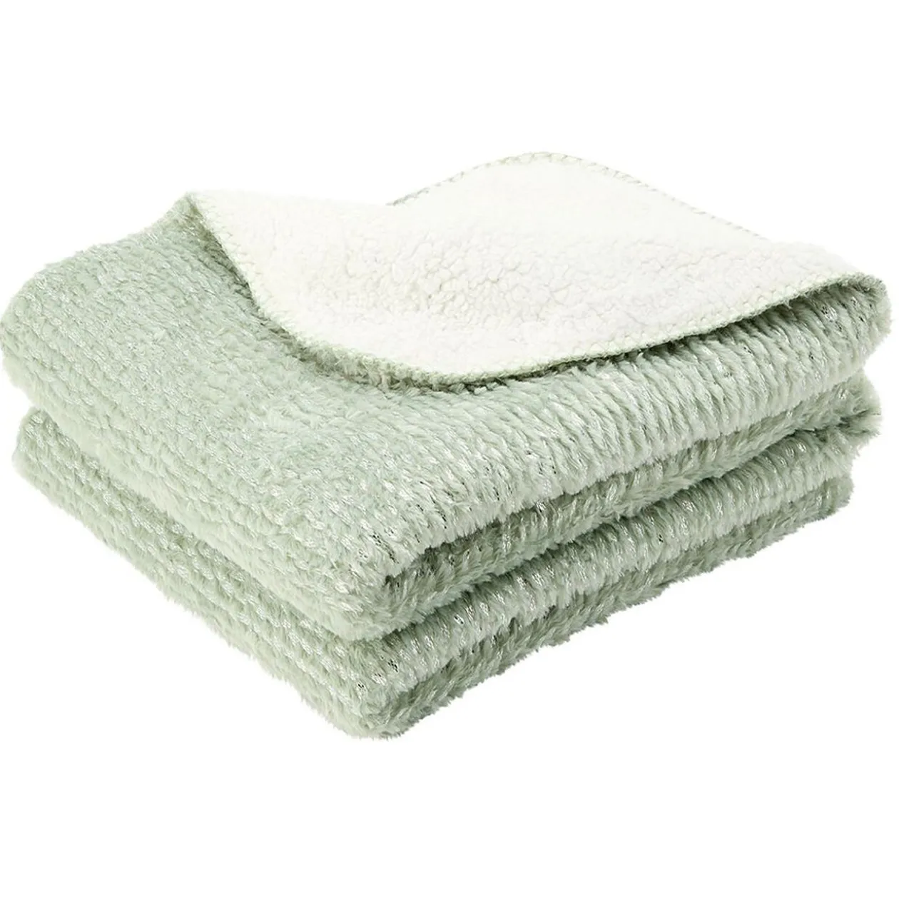 Plaid vert pailleté avec dos sherpa 130x160 cm