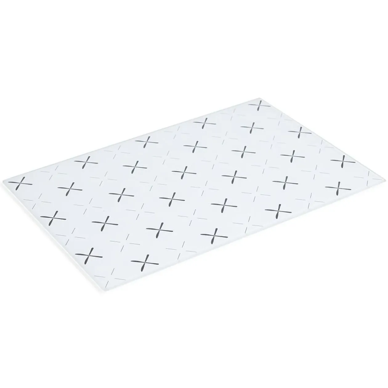 Planche à découper en verre blanc motif noir - 38x30cm