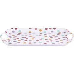 Plateau en plastique décor pois multicolore