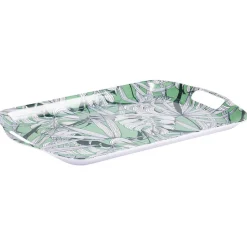Plateau en plastique décor feuillage