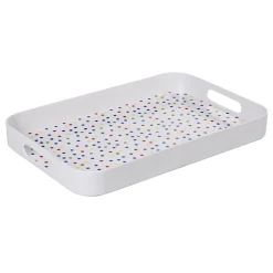 Plateau mélamine motif pois multicolores
