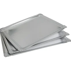 Plateau rectangulaire argenté en carton x3
