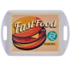 Plateau rectangulaire blanc style fast food motif hamburger