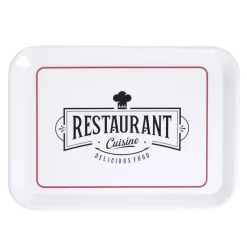 Plateau rectangulaire brasserie "restaurant cuisine" blanc 27x38cm
