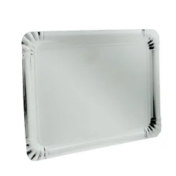 Plateau rectangulaire en carton argenté x 3