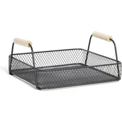 Plateau rectangulaire maille métal noir