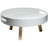 Plateau rond blanc sur pieds bois