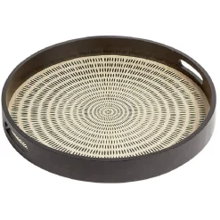 Plateau rond en mdf design noir naturel Ø38 cm