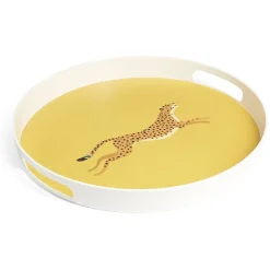 Plateau rond feuille exotique mélaminé vert Ø34,5xH4,1cm