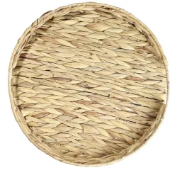 Plateau rond naturel en jacinthe tressée Ø35xH5cm