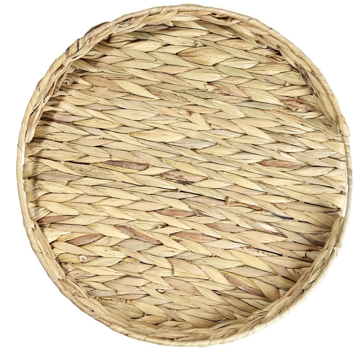 Plateau rond naturel en jacinthe tressée Ø35xH5cm