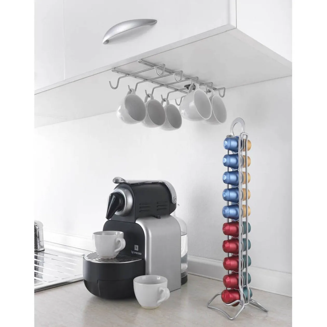 Porte tasse x10 Metaltex à fixer sur étagère