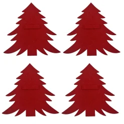 Porte-couverts en feutrine rouge x4